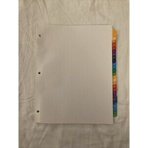 Unbranded 11.5”x9” Paper White Binder Dividers | Full A-Z Set